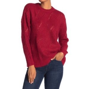 NEW RBX Red Wine Cable Knit Pullover Sweater size M